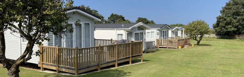 Picture of a static holiday caravans on Friary Farm Caravan Park, Blakeney, North Norfolk.