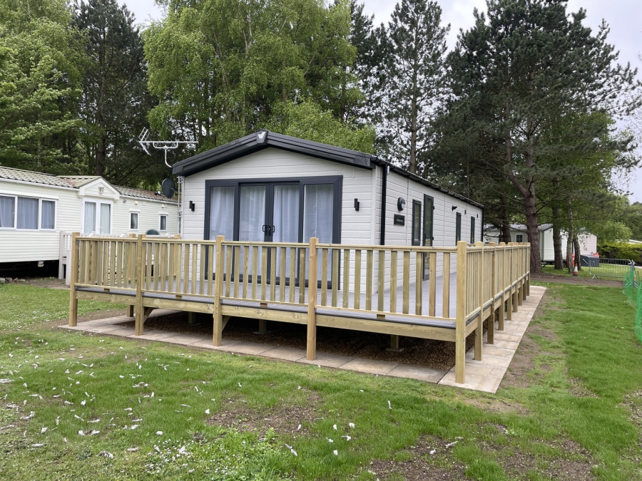 Picture of a static holiday caravan on Friary Farm Caravan Park, Blakeney, North Norfolk.