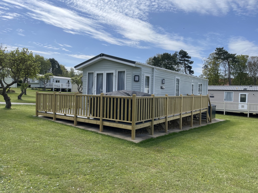 Picture of a static holiday caravan on Friary Farm Caravan Park, Blakeney, North Norfolk.
