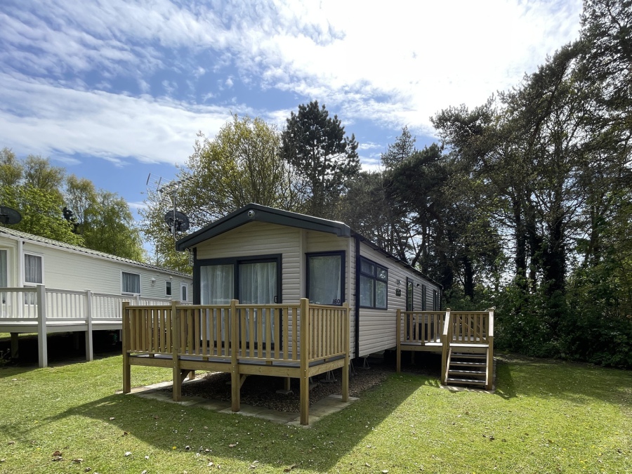 Picture of a static holiday caravan on Friary Farm Caravan Park, Blakeney, North Norfolk.