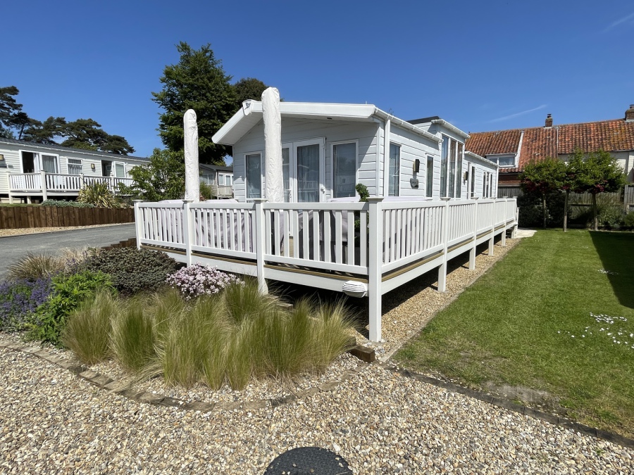 Picture of Static Caravan holiday home sited on the Orchard Holiday Park at Wells next the Sea, North Norfolk.