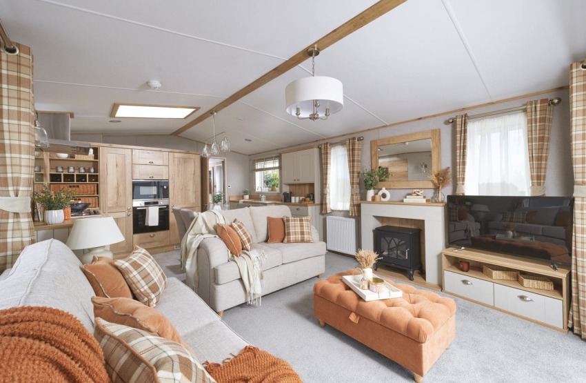 Picture of the lounge in a 2026 ABI Ambleside 40 x 14 2 bedroom Static Holiday Caravan sited at the Orchard Holiday Park, Wells next the Sea, North Norfolk.