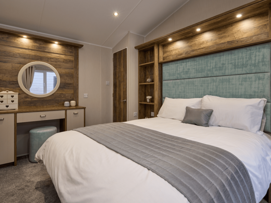 Picture of the master bedroom in a Willerby Sheraton 40 x 13 2 bedroom model Static holiday caravan.