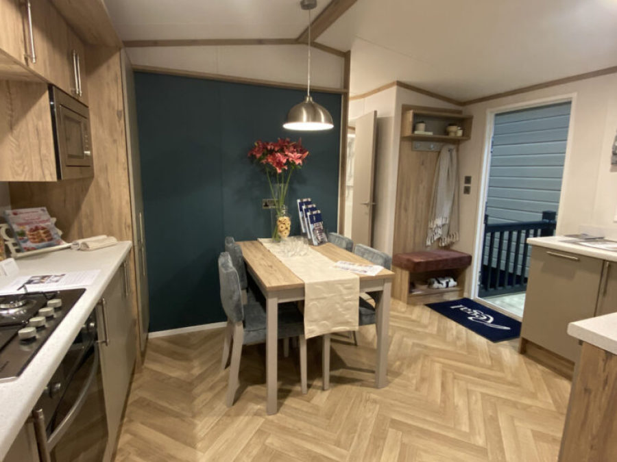 Picture of the dining area in a Regal Hemsworth 40 x 12  2 bedroom model Static Holiday Caravan, sited on Friary Farm Caravan Park, Blakeney, Norfolk