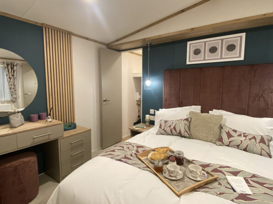 Picture of the Master bedroom in a Regal Hemsworth 40 x 12  2 bedroom model Static Holiday Caravan, sited on Friary Farm Caravan Park, Blakeney, Norfolk