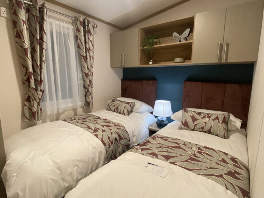 Picture of the Twin bedroom in a Regal Hemsworth 40 x 12  2 bedroom model Static Holiday Caravan, sited on Friary Farm Caravan Park, Blakeney, Norfolk